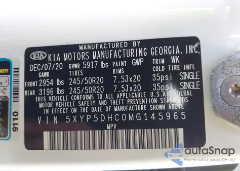 2021 Kia Telluride Sx из США, поврежденный, VIN 5XYP5DHC0MG145965